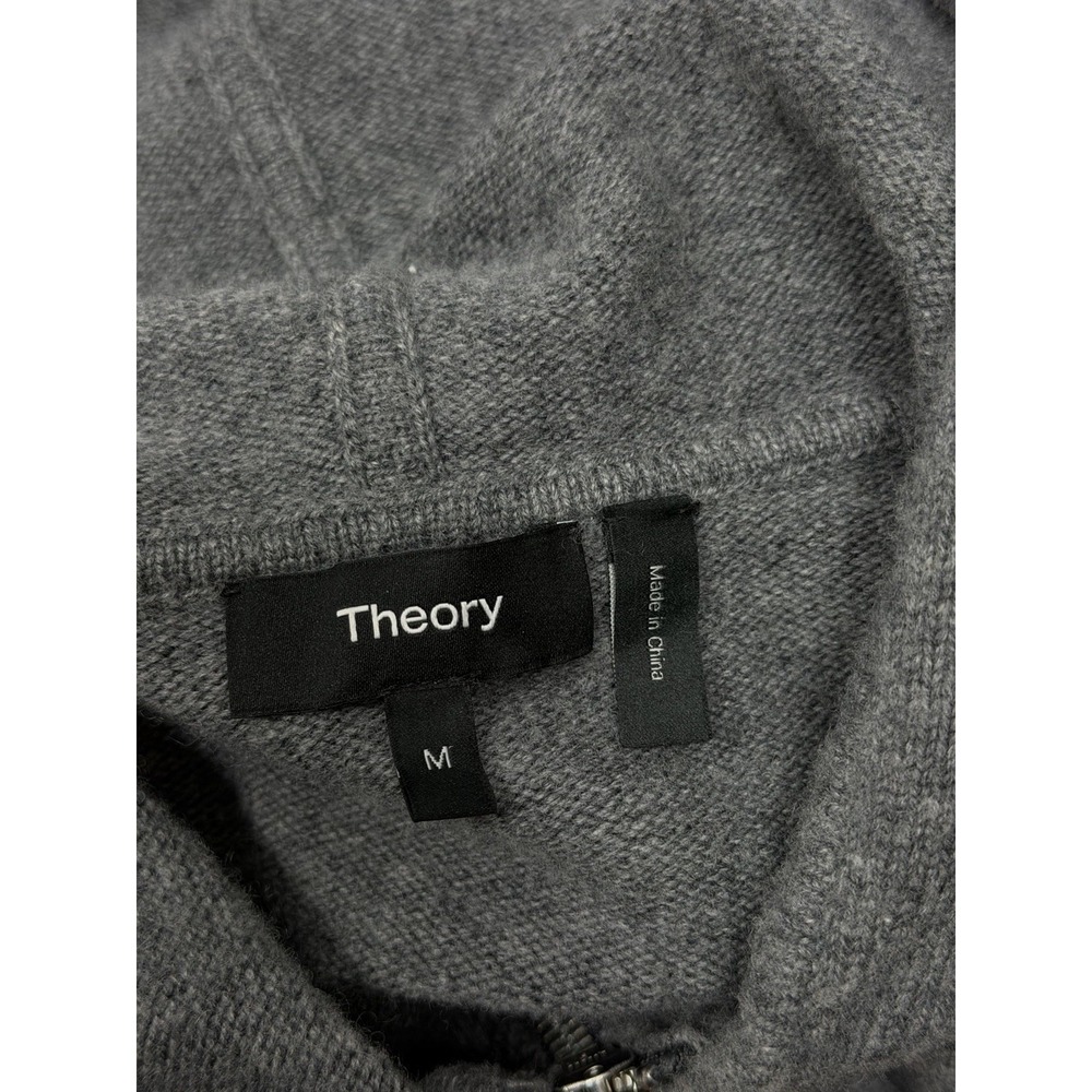 Theory Alcos Wool / Cashmere Men's Sz M Full Zip Hoodie Sweater in Gray - Picture 8 of 9